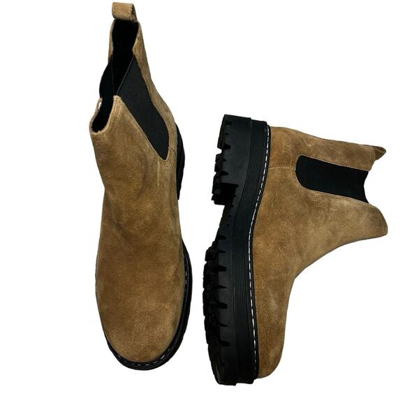 MARC FISHER LTD Padmia Light Natural Suede Lug Sole Chelsea Boots 10 - Picture 4 of 7